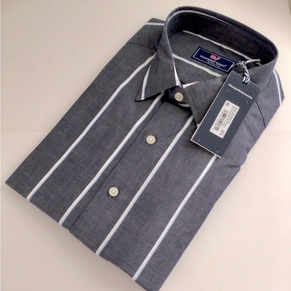 Men’s Vineyard Vines Shirt Long Sleeves Poplin Stretch NEW In Pack Naut … - Picture 9 of 9